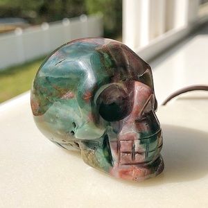 Ocean Jasper Skull Carving